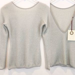 Le Maglie Metallic Fuzzy Sweater Alpaca V Back Made in Italy‎ Size 42 S